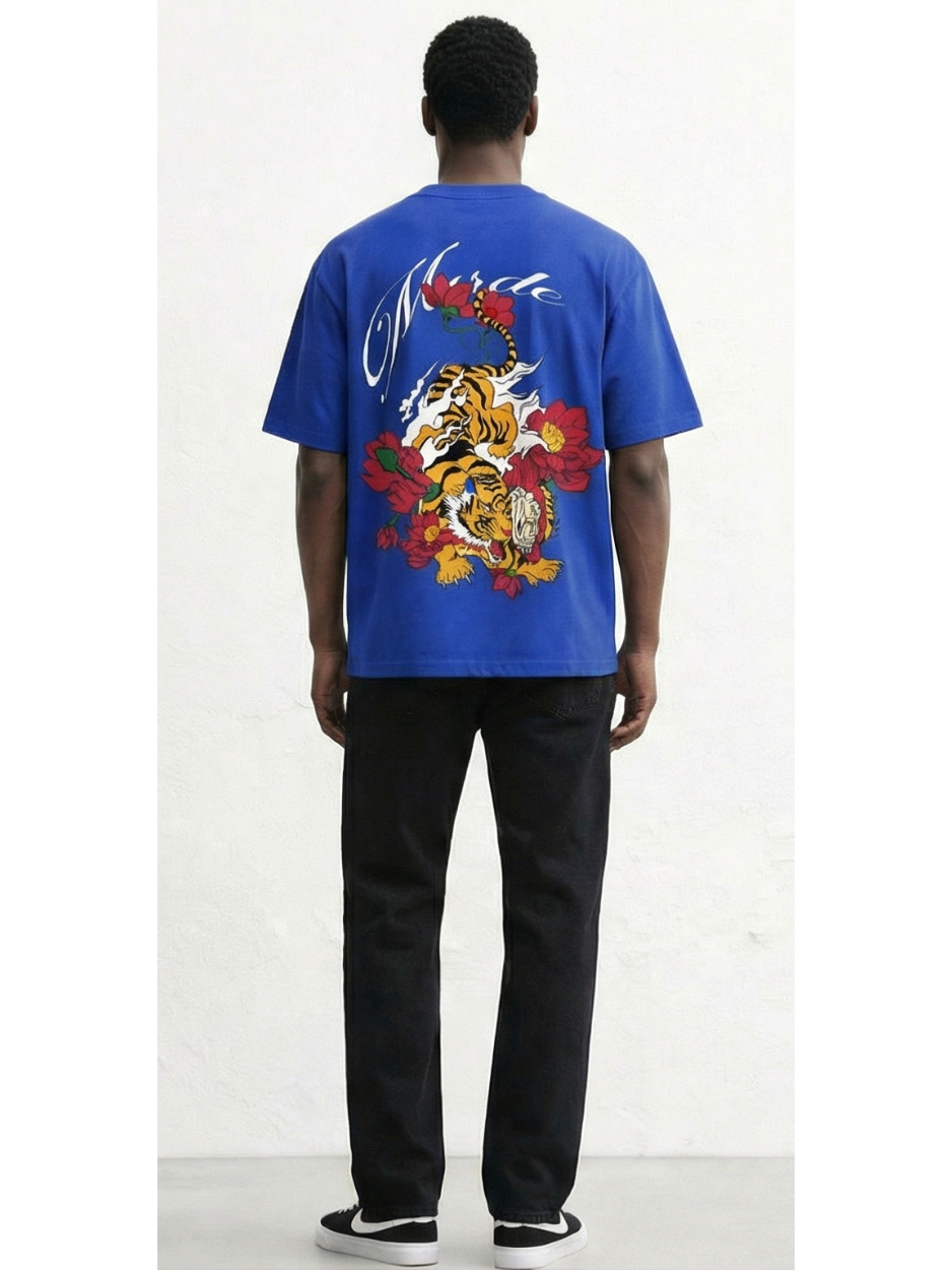 Royal Blue Shadow Tiger Oversized T-shirt