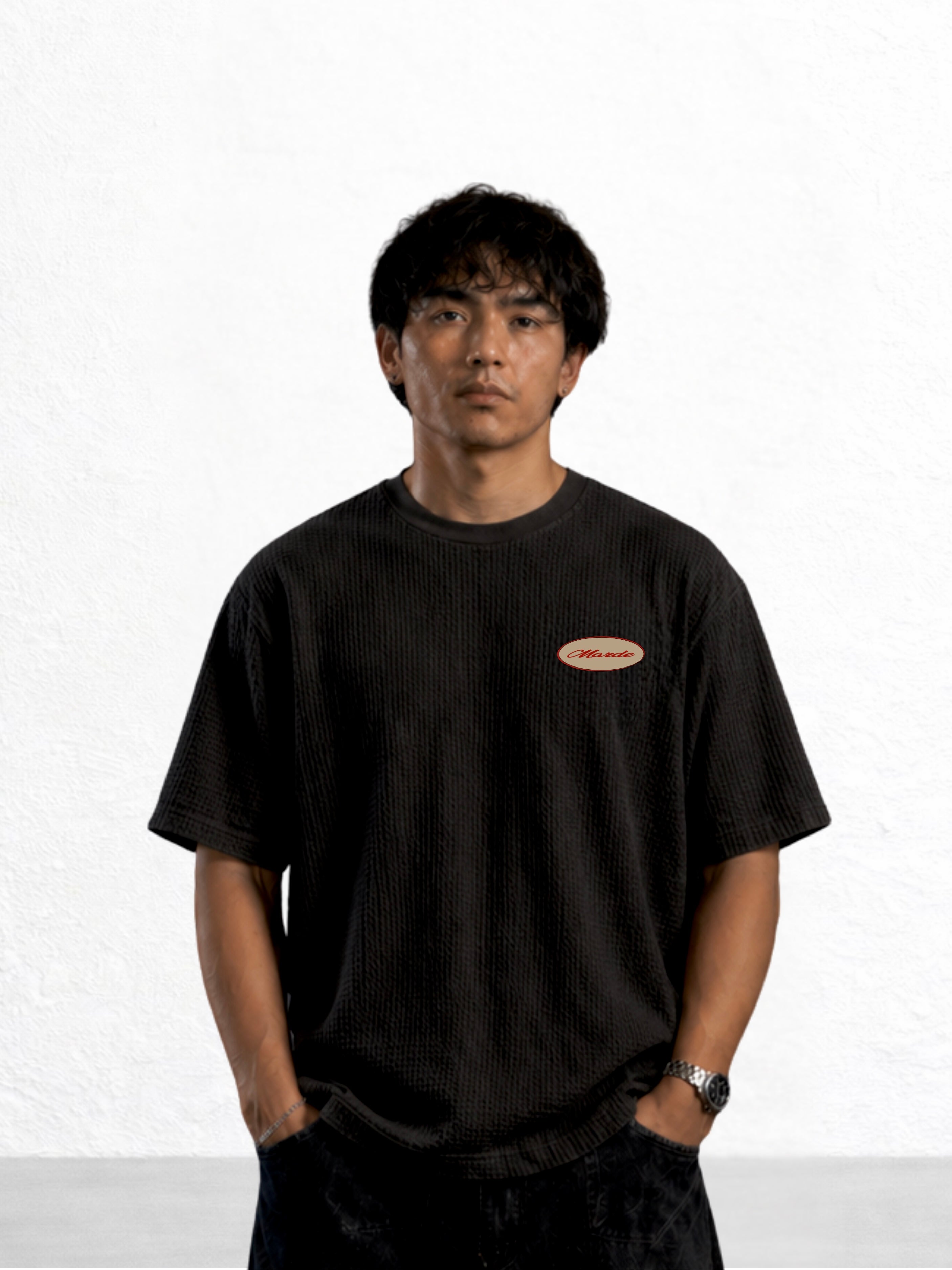 Black 1903 Legacy Waffle Oversized T-Shirt