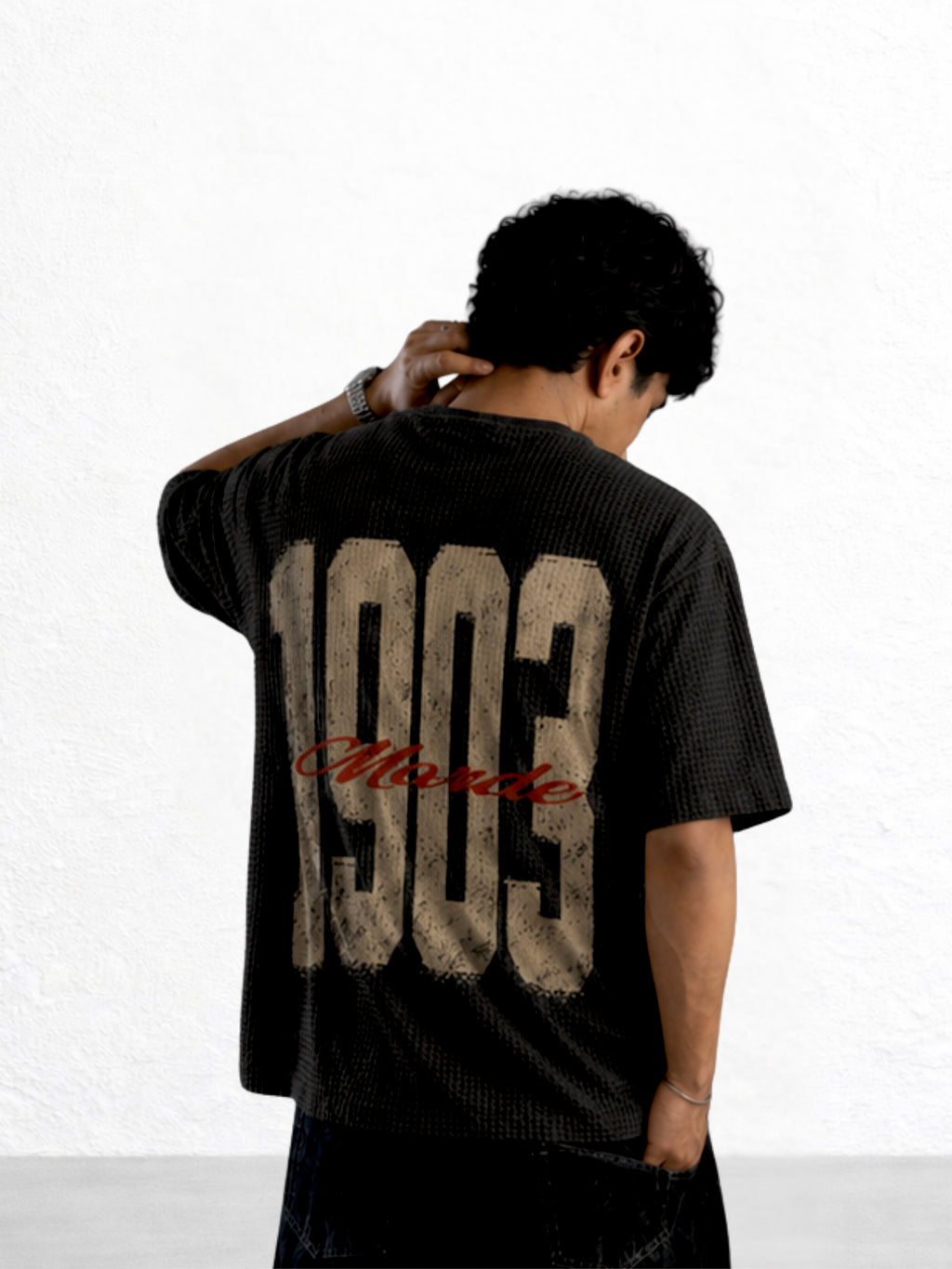 Black 1903 Legacy Waffle Oversized T-Shirt
