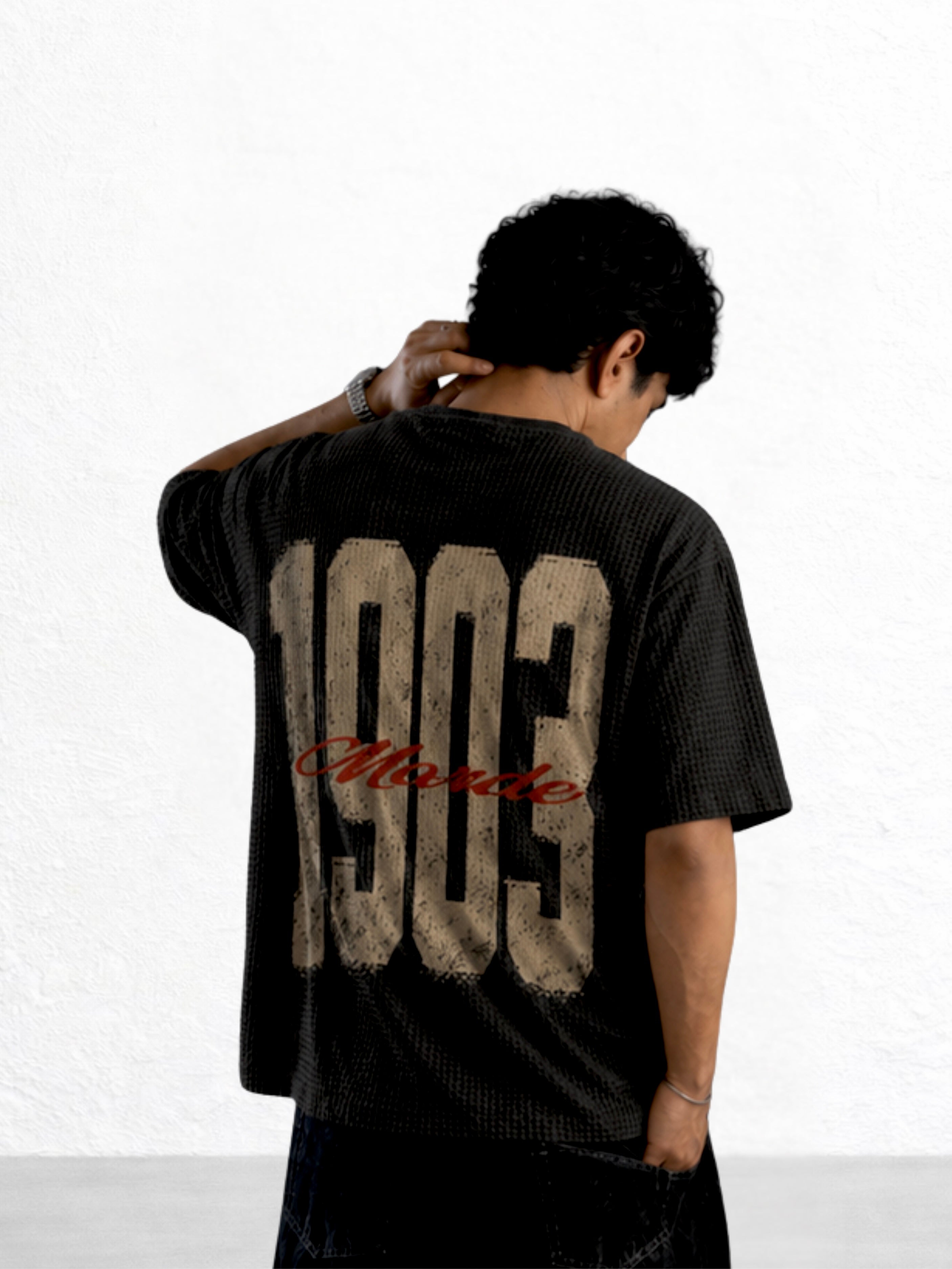 Black 1903 Legacy Waffle Oversized T-Shirt