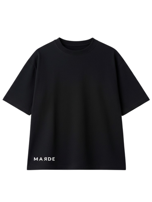 Black t-shirt with 'MADRE' branding on a white background