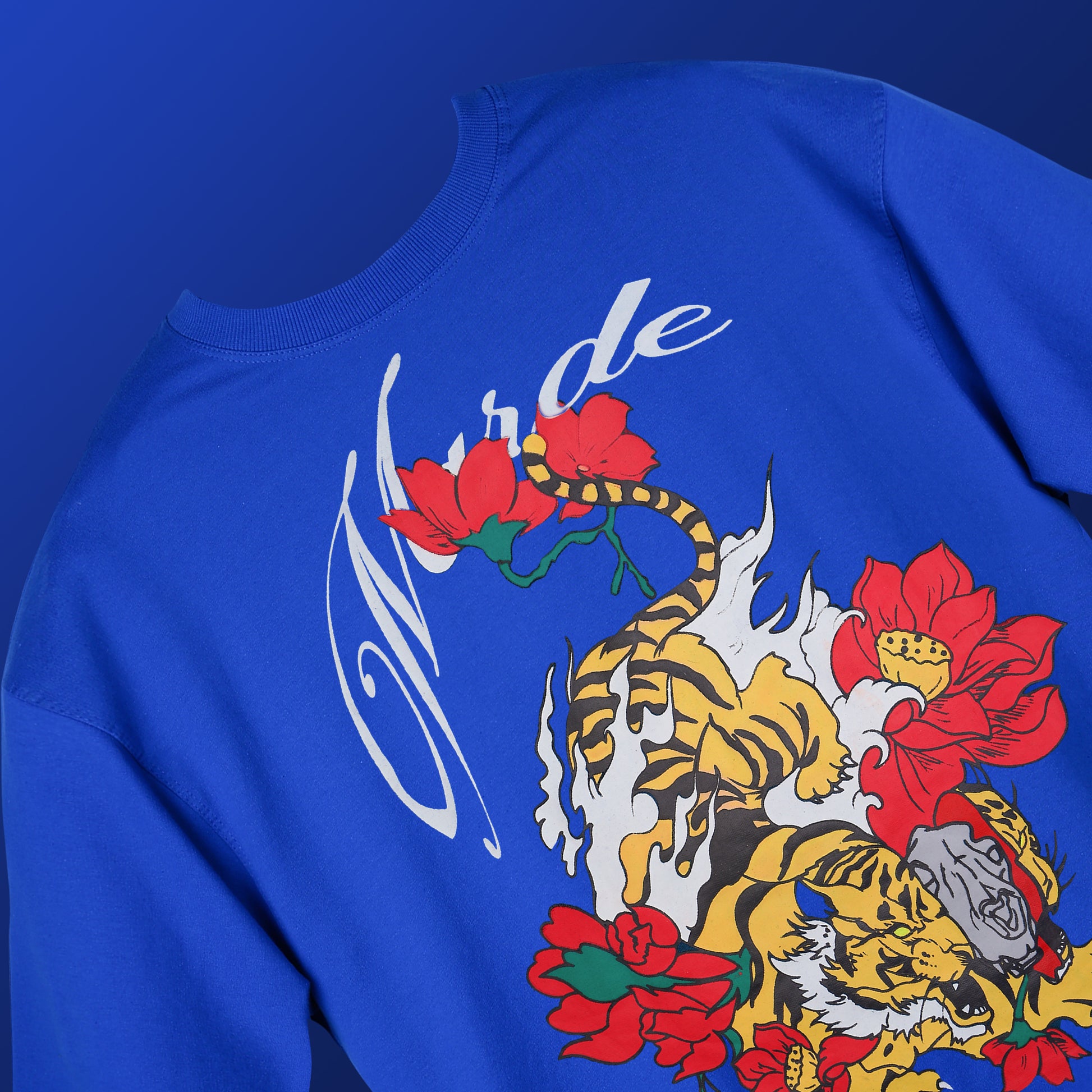 MARDE'S Shadow Tiger Oversized T-shirt (Royal Blue)